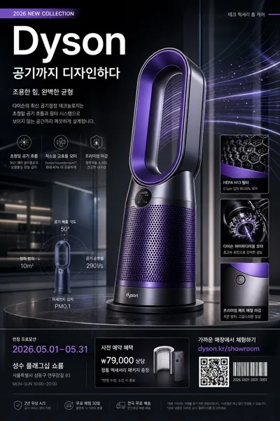 Dyson 가전 광고 (테크 럭셔리) AI 프롬프트 미리보기