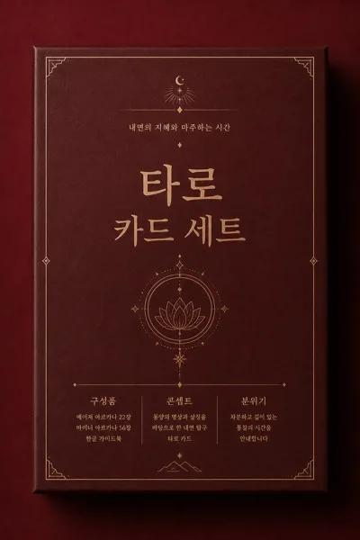 딥레드 타로 카드 패키지 커버 시안 AI 프롬프트 미리보기