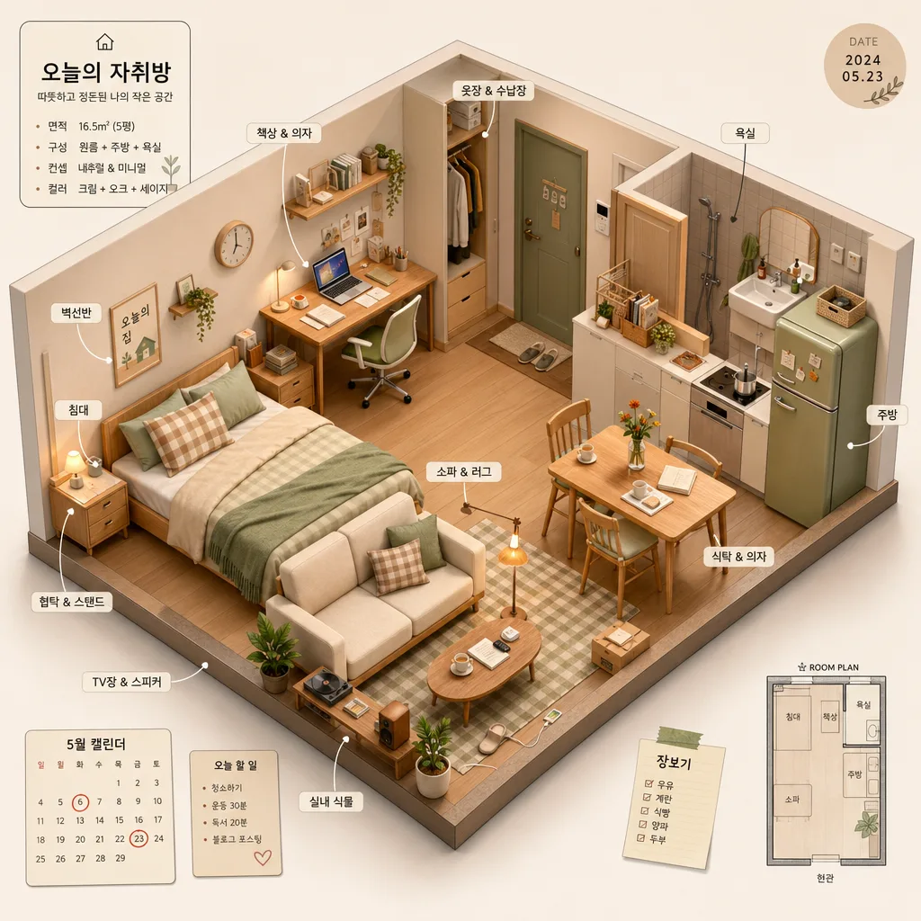 아이소메트릭 3D 인테리어 Prompt preview