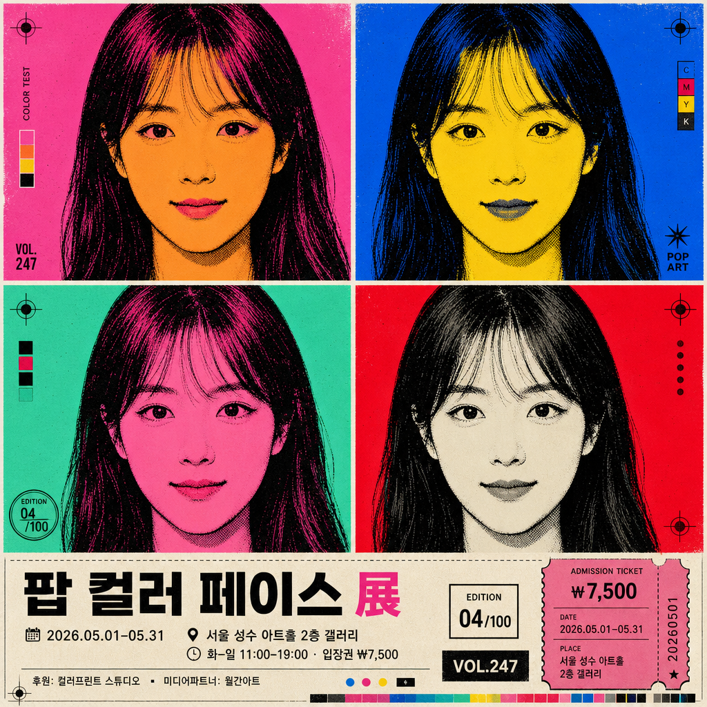 팝아트 4분할 얼굴 변형 미리보기