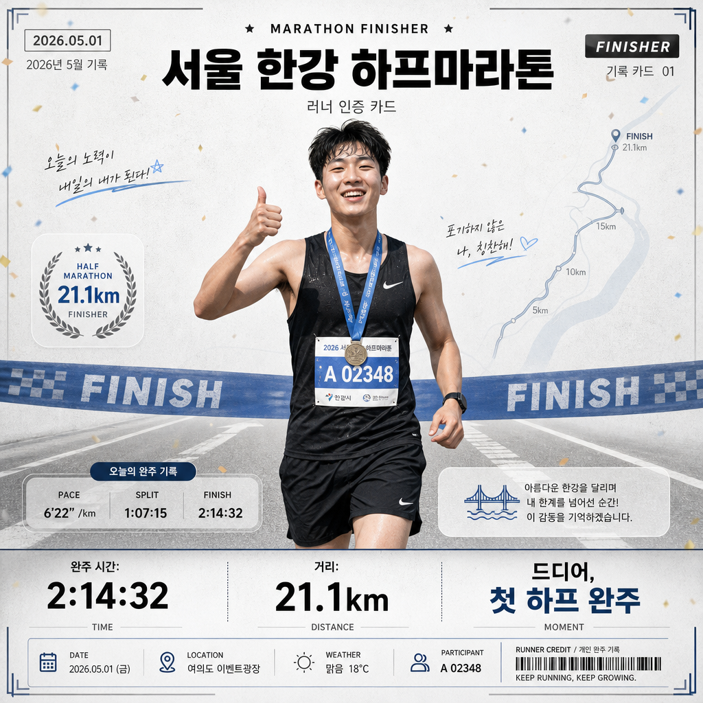 마라톤 완주 인증 미리보기