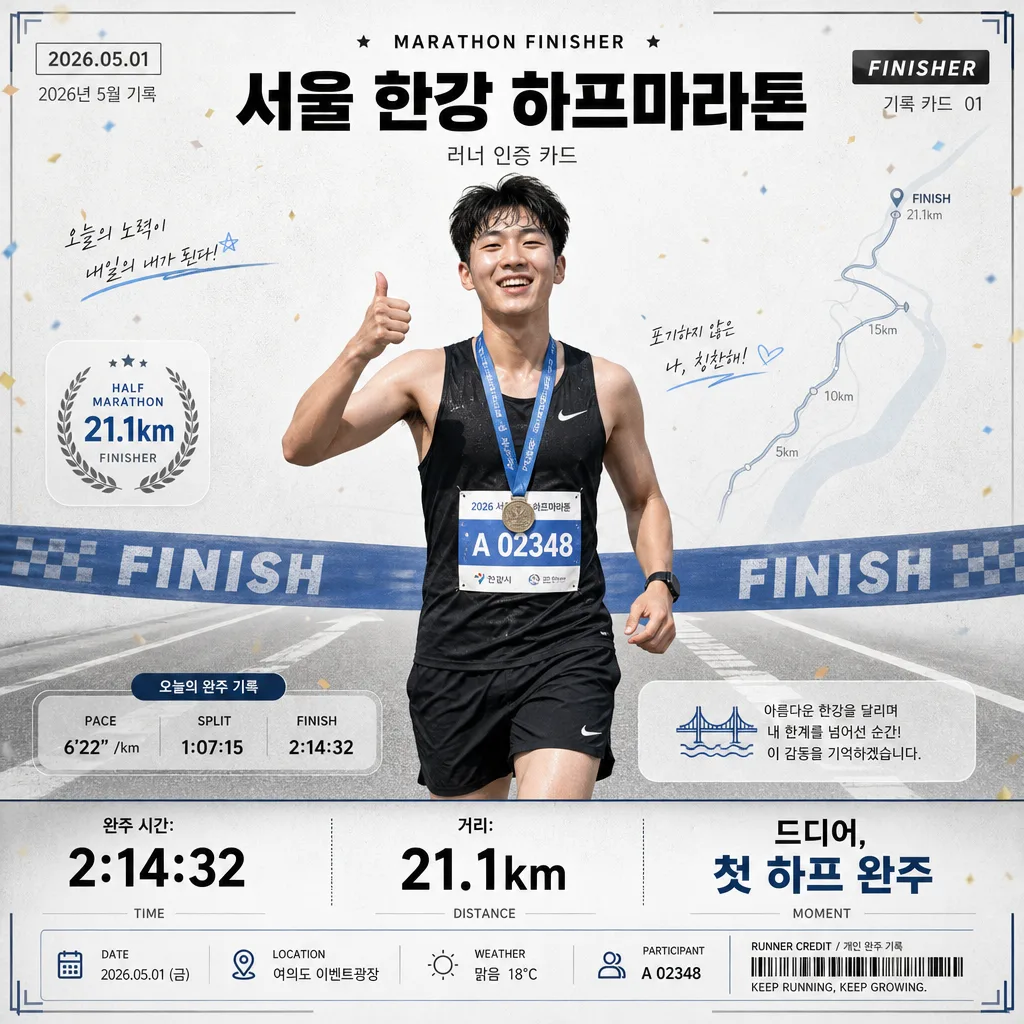 마라톤 완주 인증 プロンプトのプレビュー