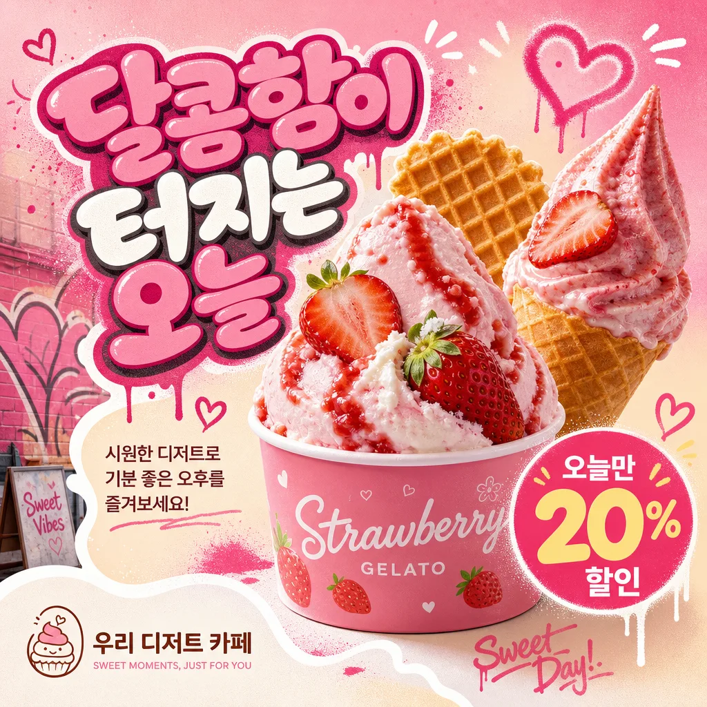 그래피티 디저트 홍보 카드 Prompt preview