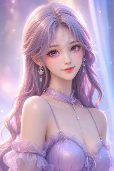 몽환적 3D 애니 소녀 캐릭터 초상 AI 프롬프트 미리보기