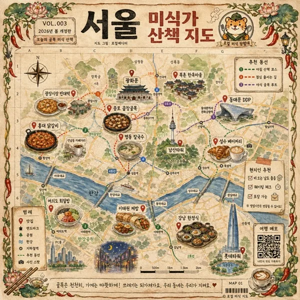 한국 도시 수채 미식 지도 Prompt preview