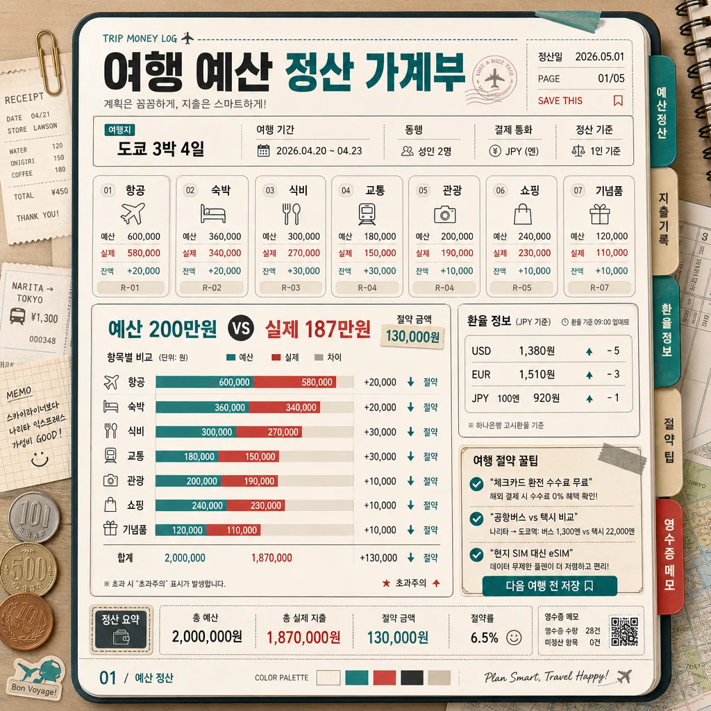 여행 예산 정산 트래커 Prompt preview