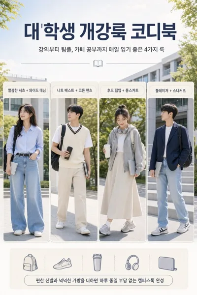 대학생 개강룩 코디북 AI 프롬프트 미리보기