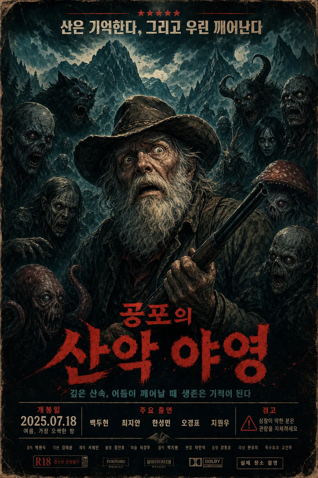 복고 공포 영화풍 괴물 포스터 미리보기