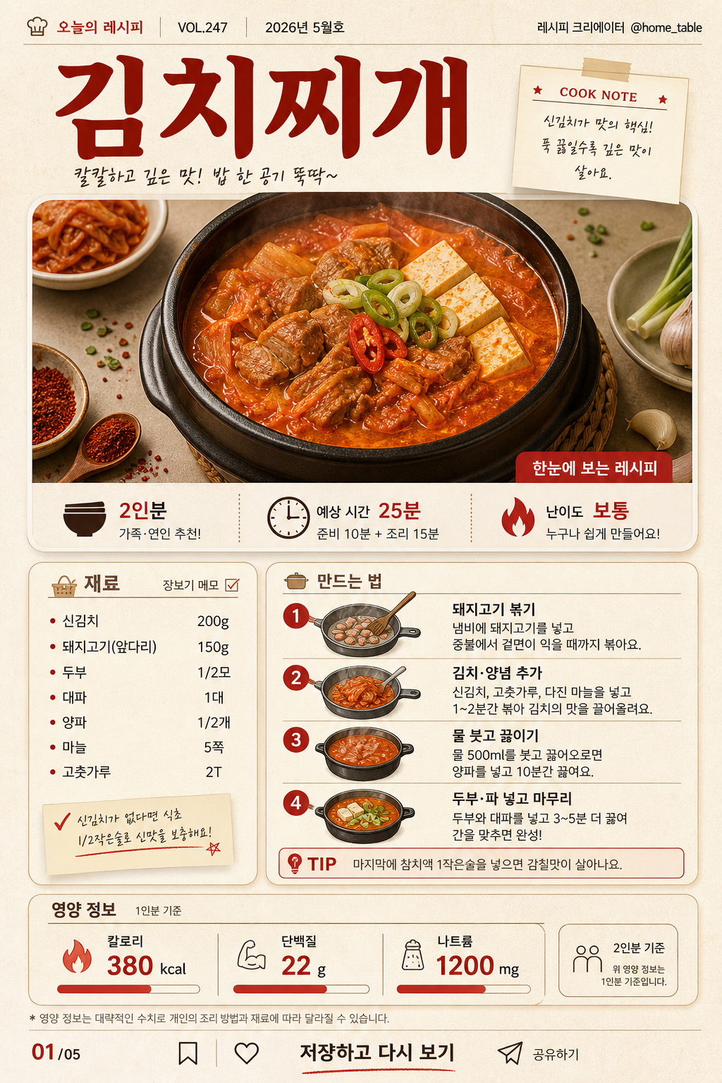 음식 인포그래픽 (재료·조리법·영양 정보 시각화) 미리보기