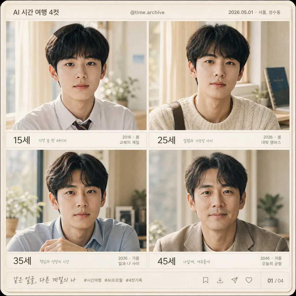 AI 시간 여행 4컷 Prompt preview