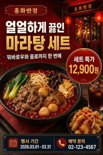 마라탕 세트 광고 AI 프롬프트 미리보기