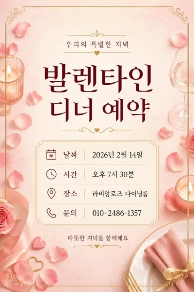 디너예약카드 AI 프롬프트 미리보기