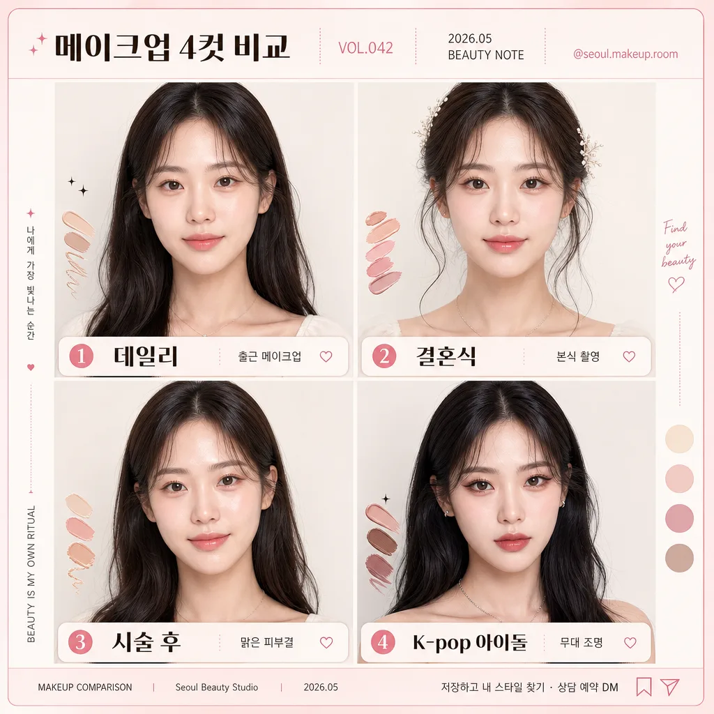 메이크업 4컷 비교 提示詞預覽