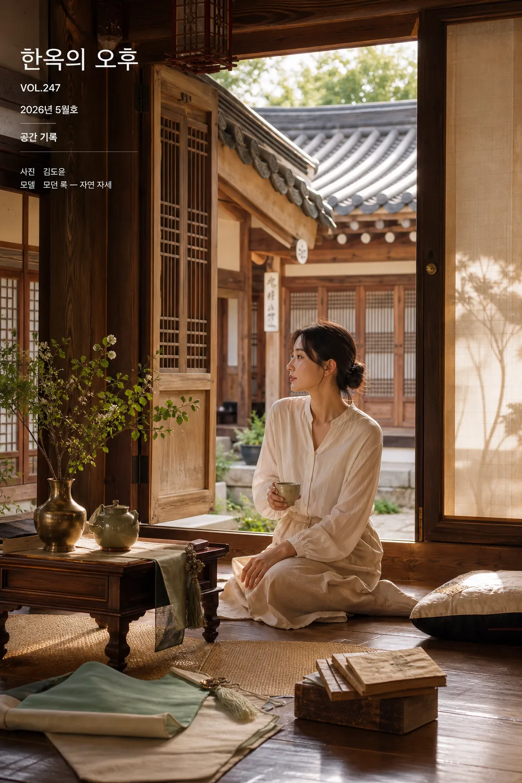 한옥 인테리어 인물 사진 Prompt preview
