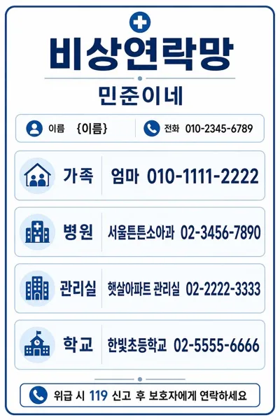 비상연락망 카드 AI 프롬프트 미리보기