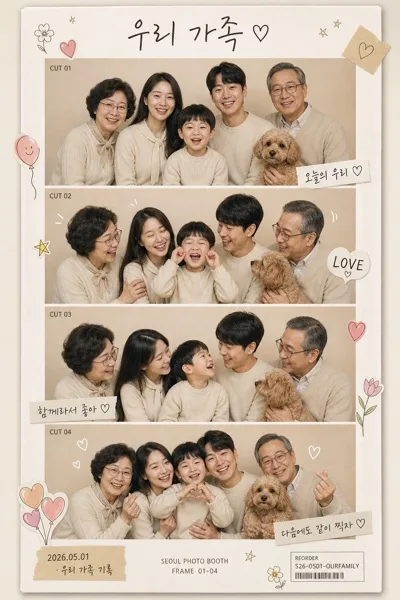 가족 인생네컷 AI 프롬프트 미리보기