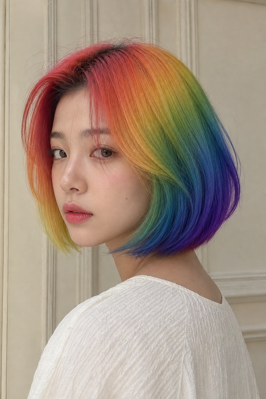 무지개 단발염색 미리보기