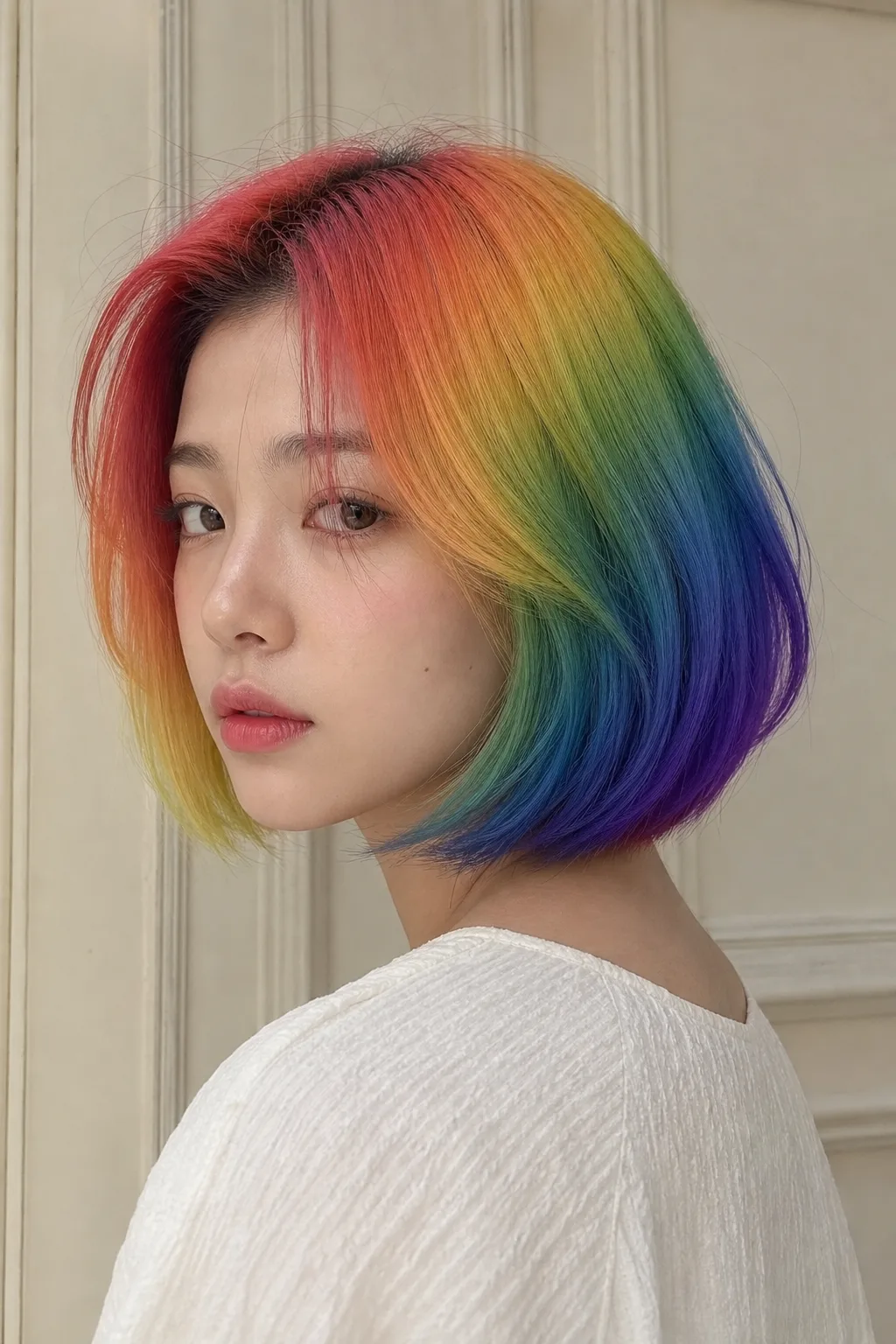 무지개 단발염색 미리보기