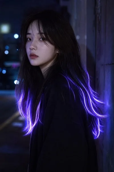 네온 헤어 변환 AI 프롬프트 미리보기