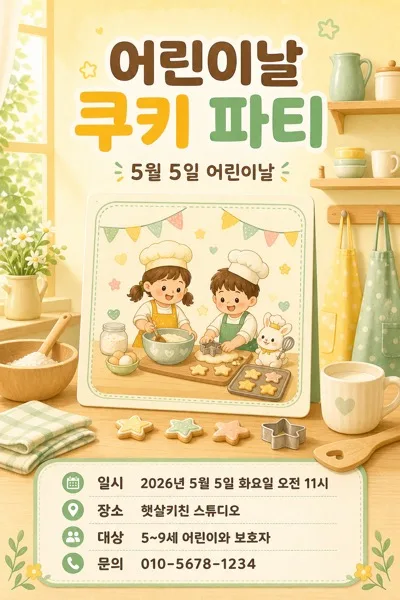 동화 주방 카드 AI 프롬프트 미리보기