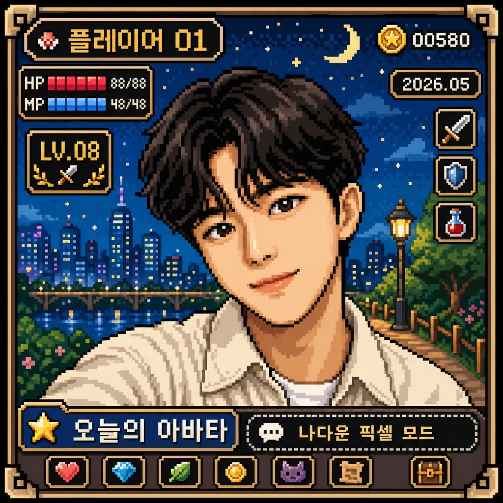 픽셀아트 8-bit 사진 변환 Prompt preview