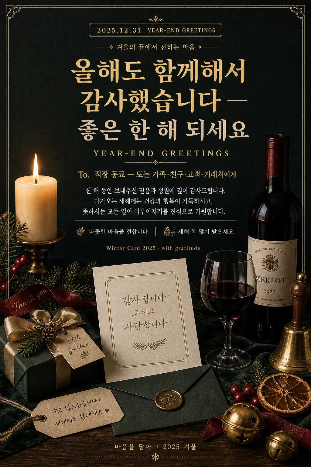 연말 송년 인사 카드 (직장·가족·친구) Prompt preview