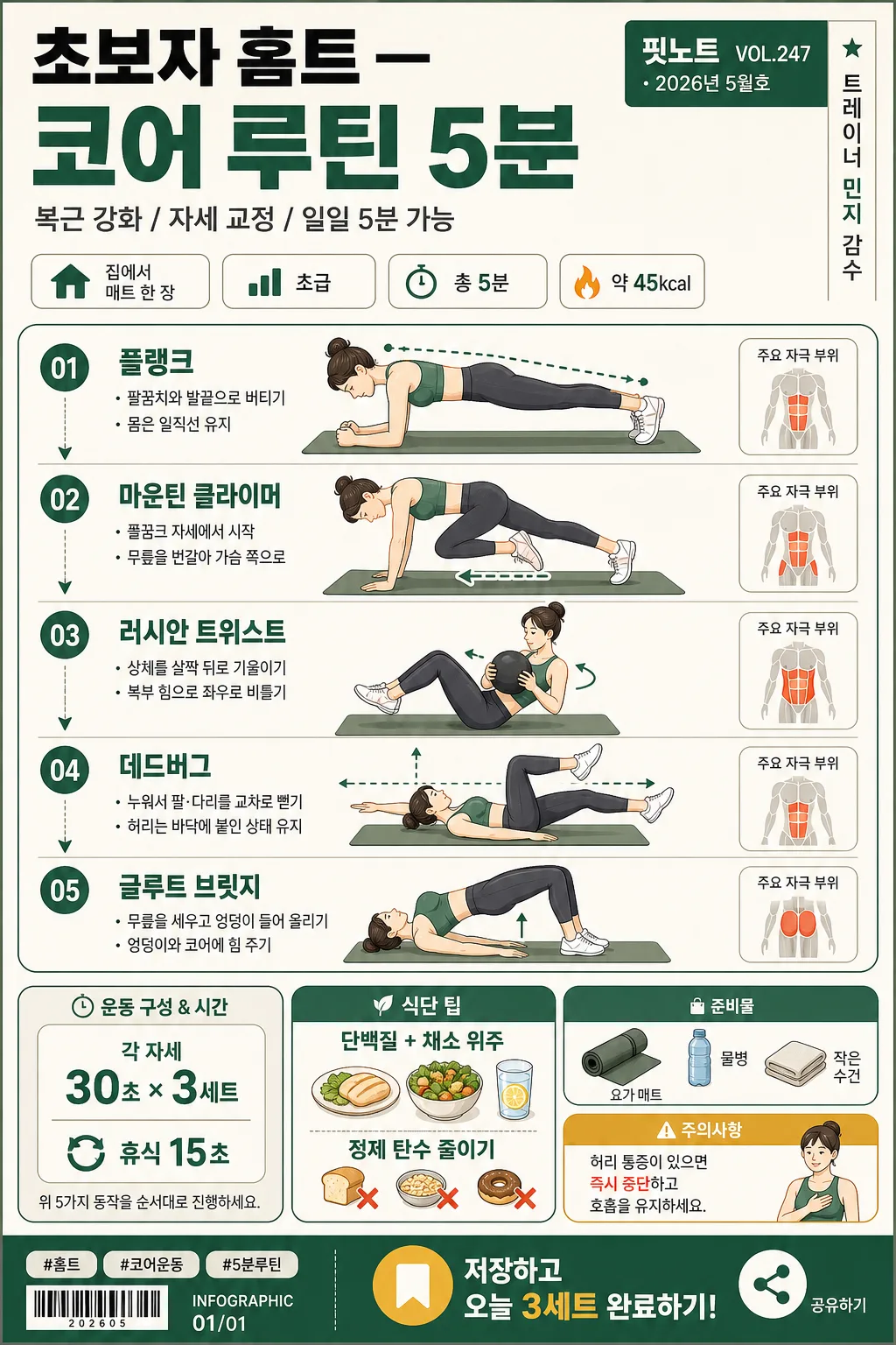 운동·헬스 인포그래픽 (자세·루틴·식단) 提示詞預覽