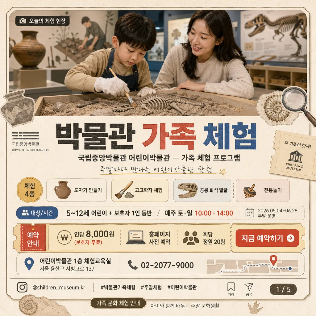 박물관 가족 체험 안내 (어린이박물관) プロンプトのプレビュー