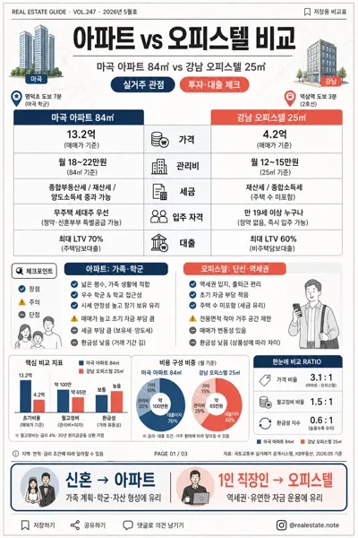 아파트 vs 오피스텔 비교 인포그래픽 AI 프롬프트 미리보기
