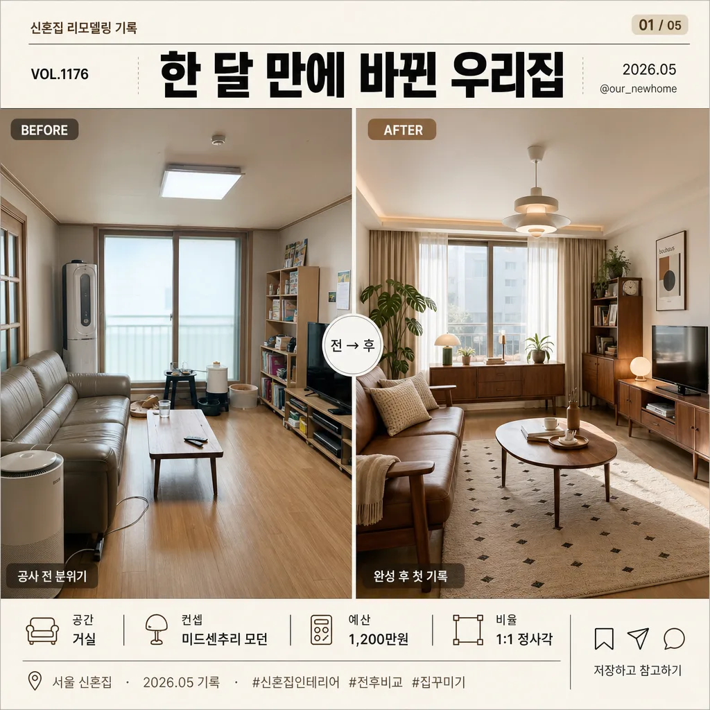 신혼집 인테리어 전후 비교 Prompt preview