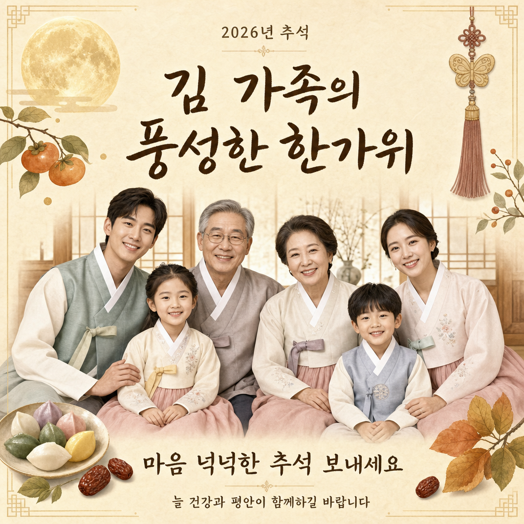 한복가족추석카드 미리보기