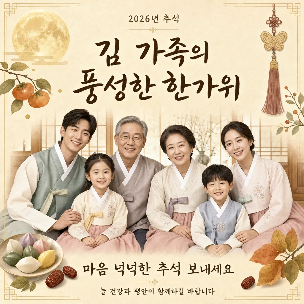 한복가족추석카드 미리보기