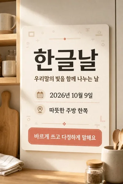 한글날 주방카드 AI 프롬프트 미리보기