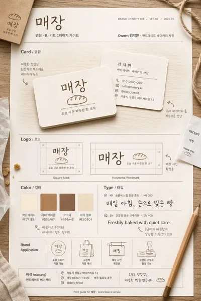 명함·BI 키트 1페이지 가이드 プロンプトのプレビュー