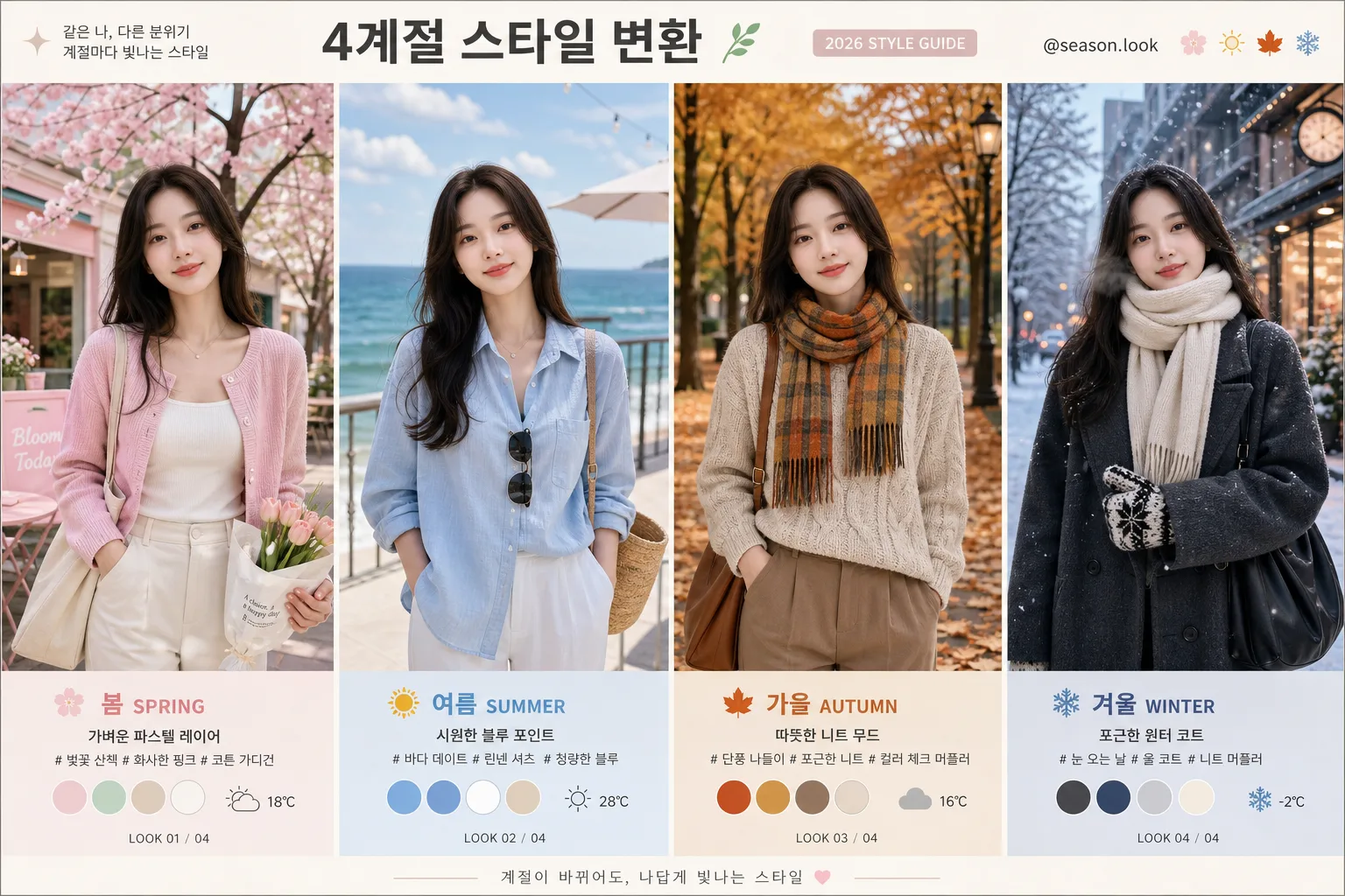 4계절 시즌 의상 변환 提示詞預覽