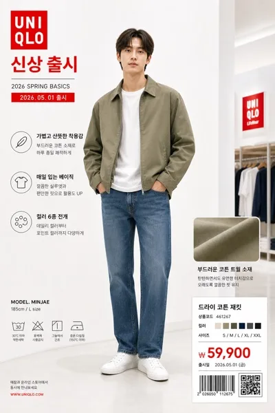 유니클로 룩북 광고 (베이직) AI 프롬프트 미리보기