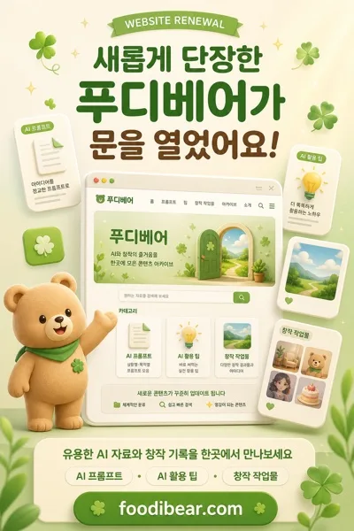 AI 프롬프트 아카이브 웹사이트 리뉴얼 오픈 홍보 포스터 AI 프롬프트 미리보기