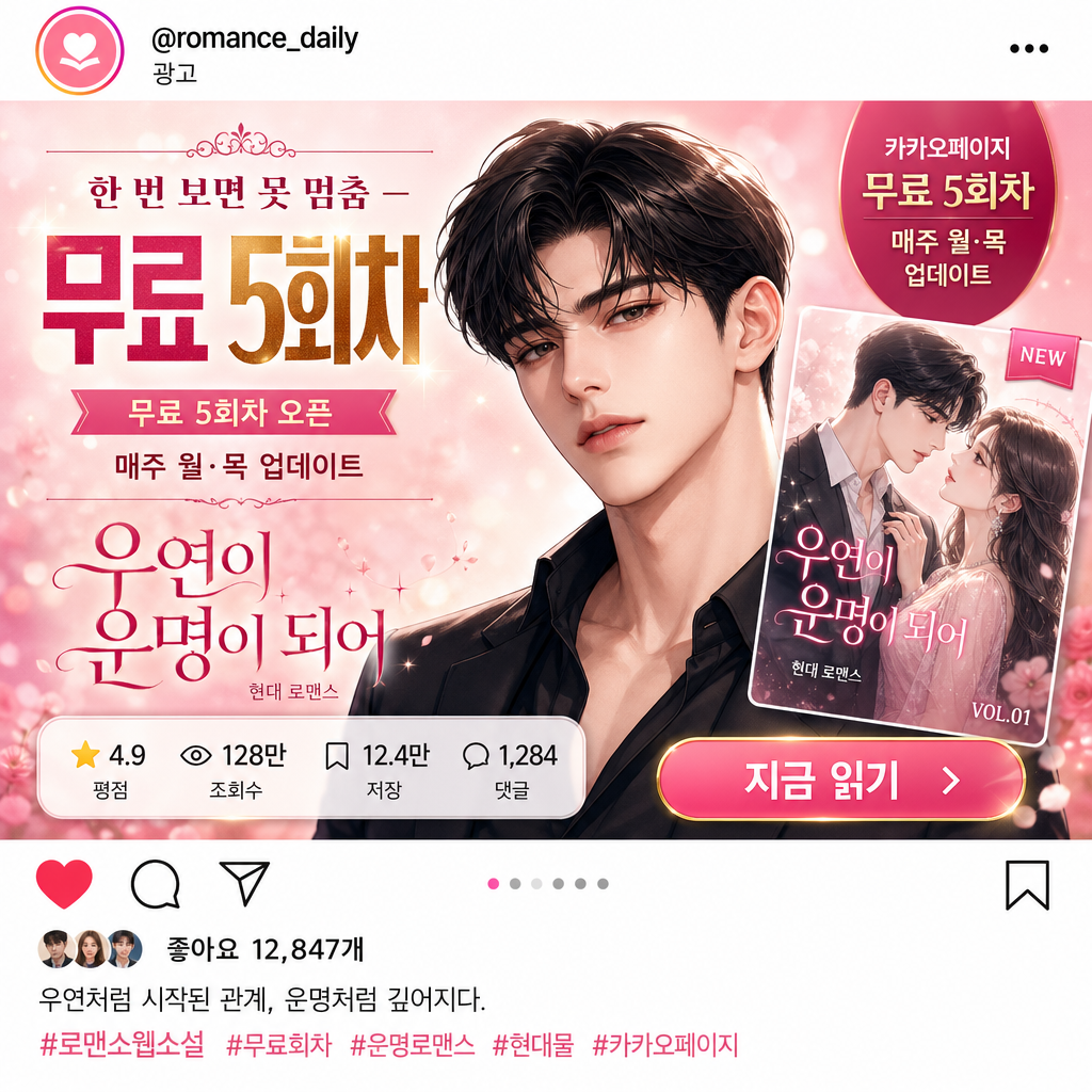 웹소설 SNS 광고 (인스타·페북) 미리보기
