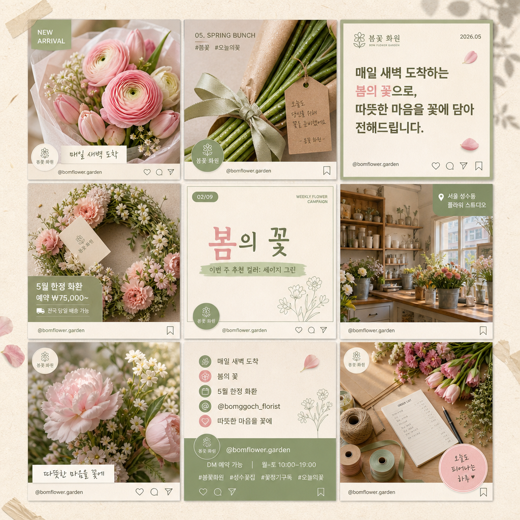 매장 인스타그램 9컷 피드 미리보기