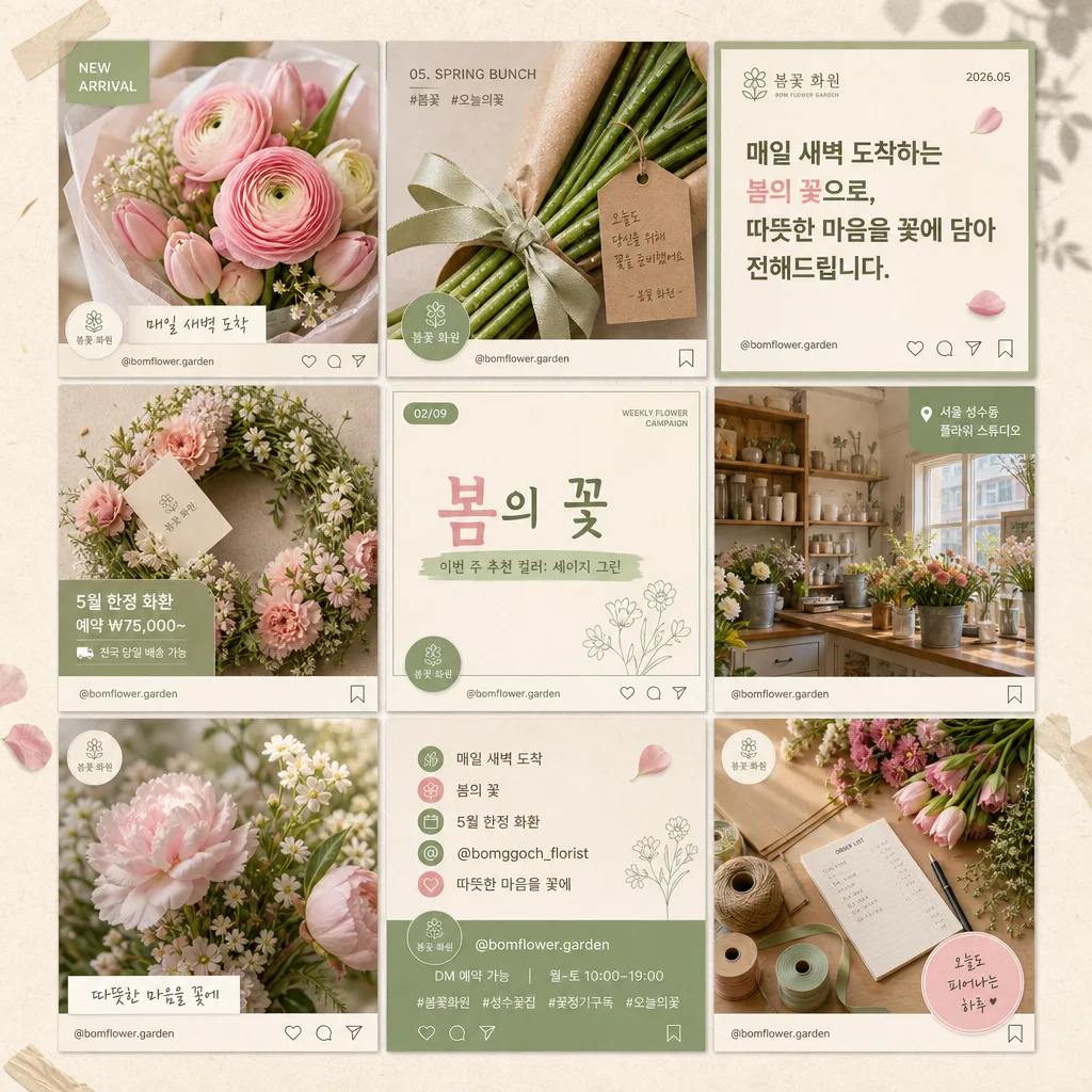 매장 인스타그램 9컷 피드 プロンプトのプレビュー