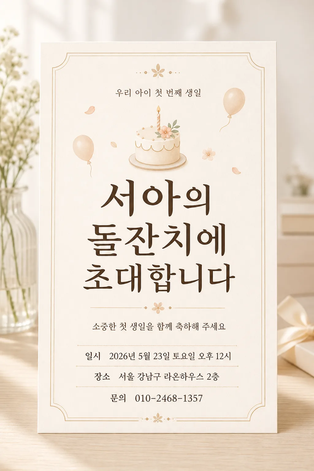 돌잔치 안내카드 미리보기