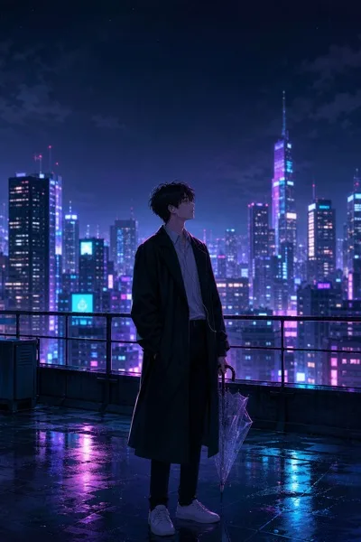 네온 옥상 감성 AI 프롬프트 미리보기