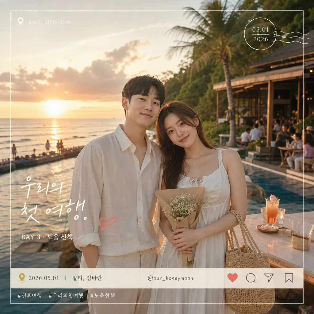 신혼여행 사진 합성 Prompt preview