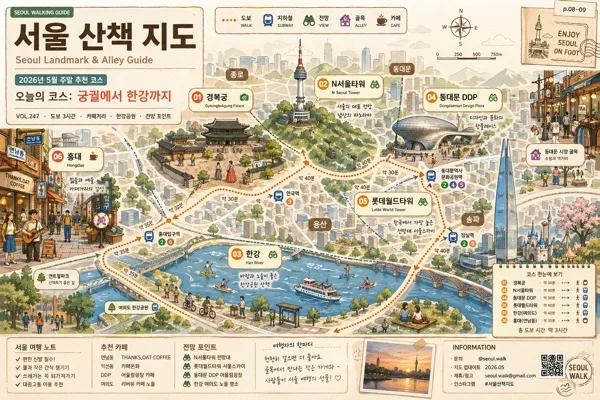 서울 도시 일러스트 (랜드마크·골목) AI 프롬프트 미리보기