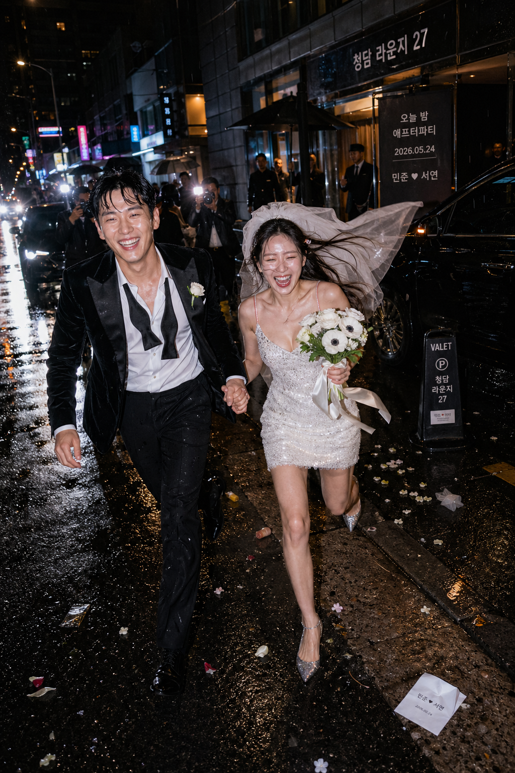 파파라치풍 야간 결혼식 컷 미리보기