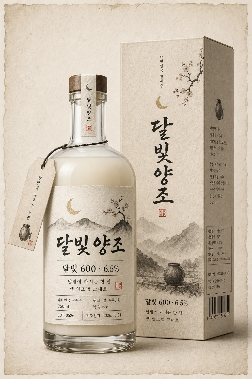 막걸리·전통주 라벨·패키지 디자인 提示詞預覽