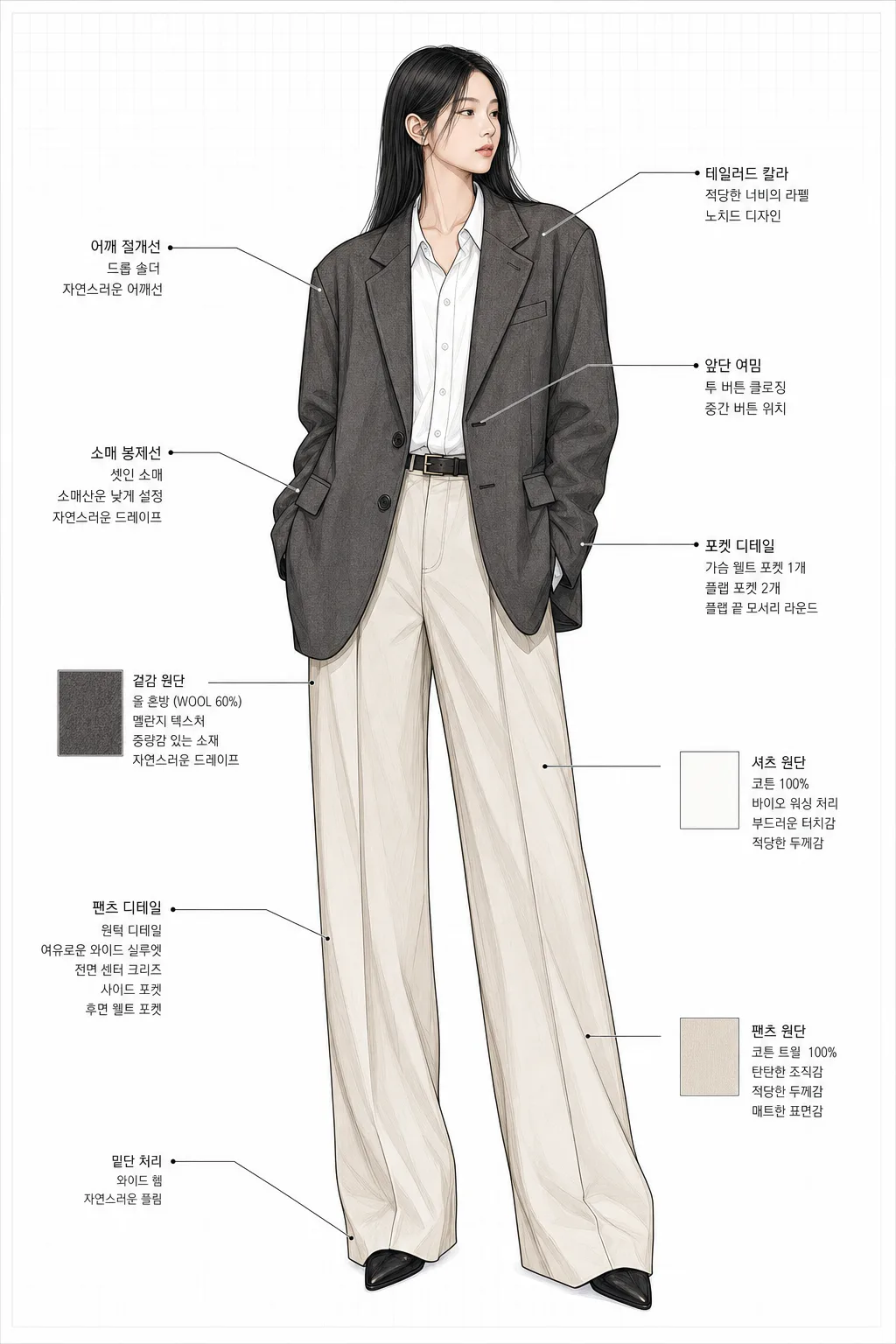 패션 도식화 크로키 변환 プロンプトのプレビュー