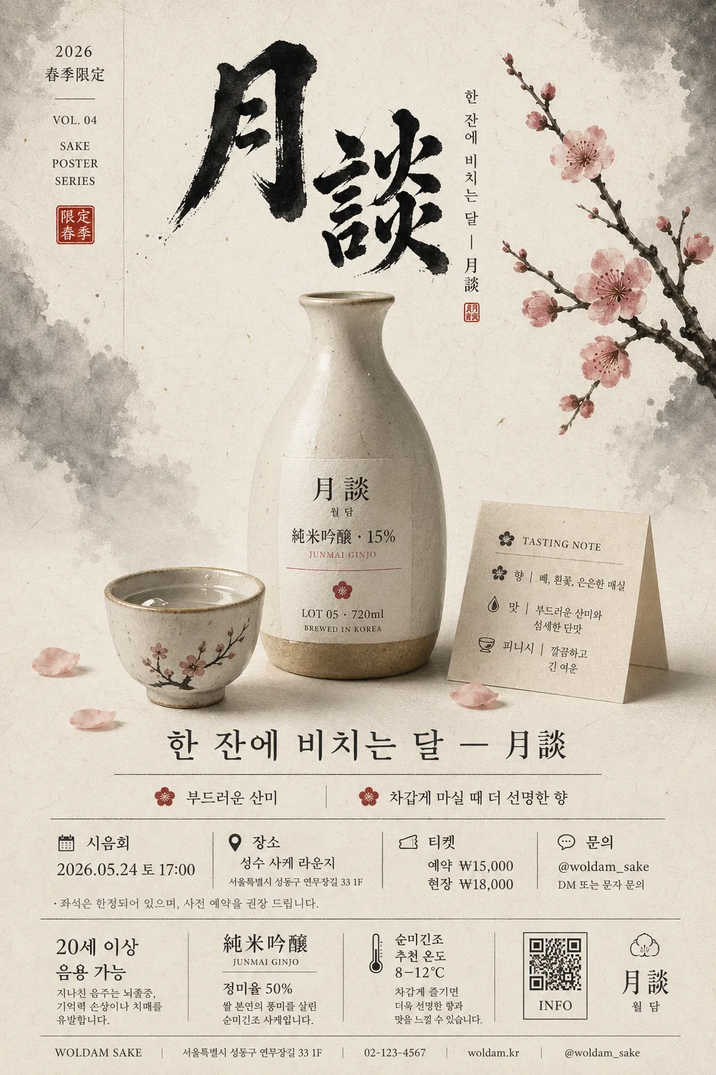 사케 광고 포스터 (일본 미니멀) Prompt preview