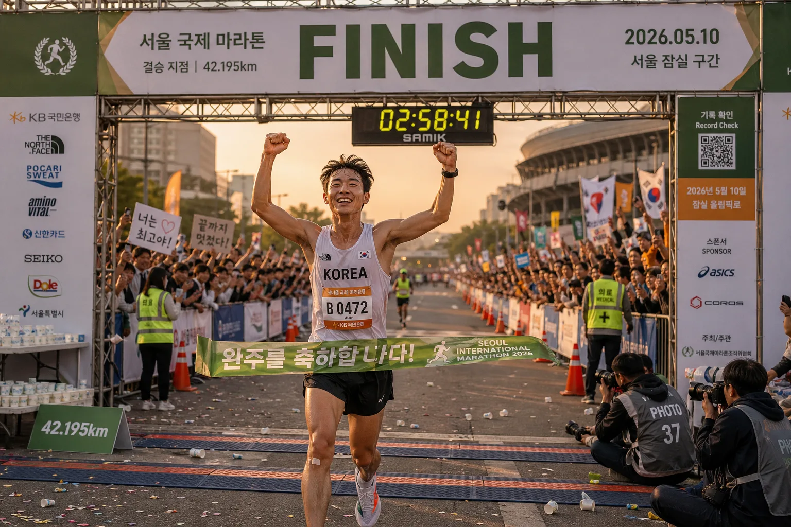 마라톤 결승선 감동 컷 提示詞預覽