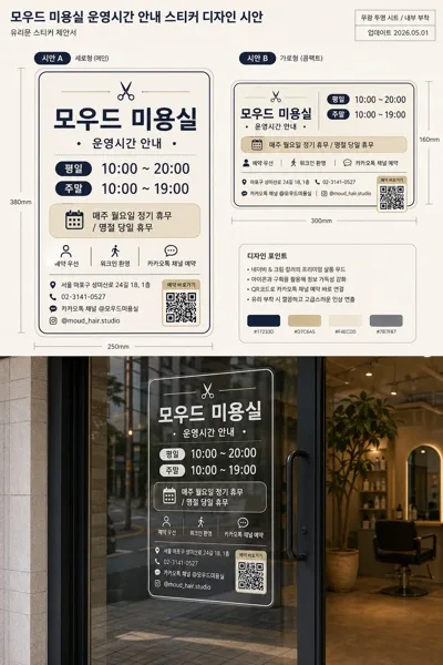 매장 운영시간 안내 사인 AI 프롬프트 미리보기